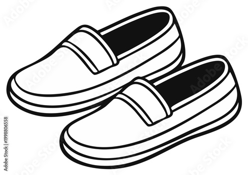Illustration of Pair of Loafers, Shoes, Footwear Accessories, Casual Slippers, Stylized Design, Simple Graphic Art