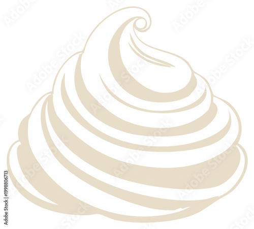 Swirl of Whipped Cream or Frosting Isolated Simple Drawing