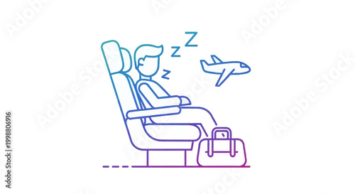 Man sleeping on airplane seat, travel, vacation, journey, comfort, relaxation, flight