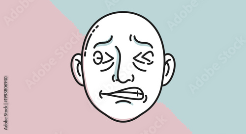 Man's face showing discomfort, pain, or stress with eyes squeezed shut and grimace