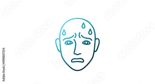 Anxious person sweating profusely, stressed, worried, fear, panic attack, mental health icon