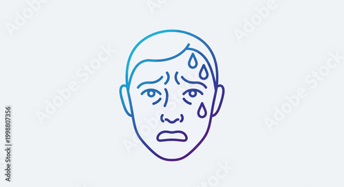 Anxious Person Sweating Profusely, Fear and Stress Icon