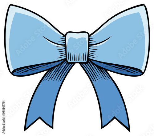 Elegant Light Blue Ribbon Bow Decorative Gift Wrapping Illustration