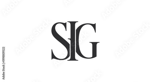 Schilderij op canvas Elegant SIG interlocking letters monogram on white background