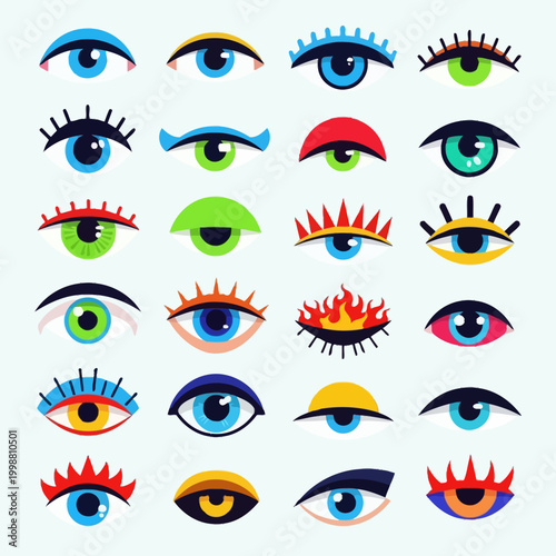 Collection of cartoon eyes with various expressions.