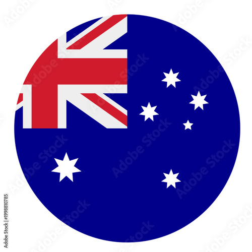 Free Download Australian flag circle icon graphic with clean design, featuring the Union Jack and stars in a modern round shape - GFXLoad