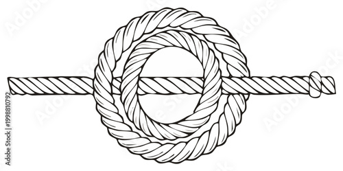Detailed Illustration of a Secure Rope Knot in a Circular Pattern