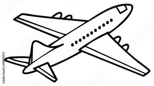 Simple Line Art Airplane Flying Through the Sky for Travel and Aviation Concepts
