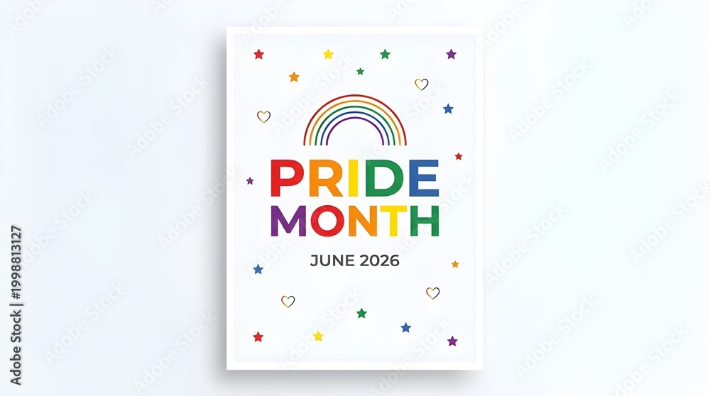 Fototapeta premium Pride month june poster with rainbow and stars