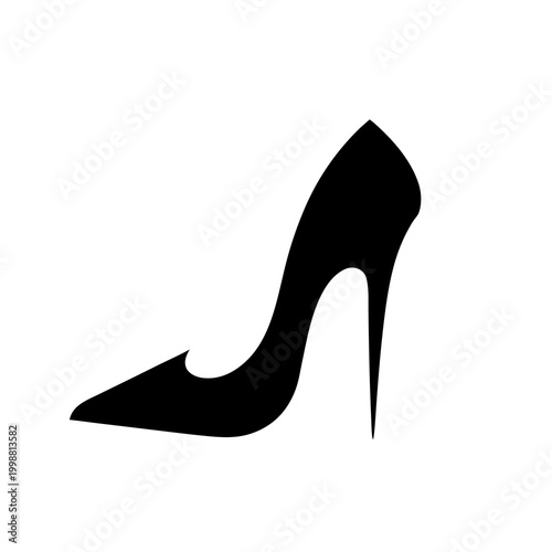 High Heel Shoe, Stiletto, Black, Fashion, Footwear, Vector Icon