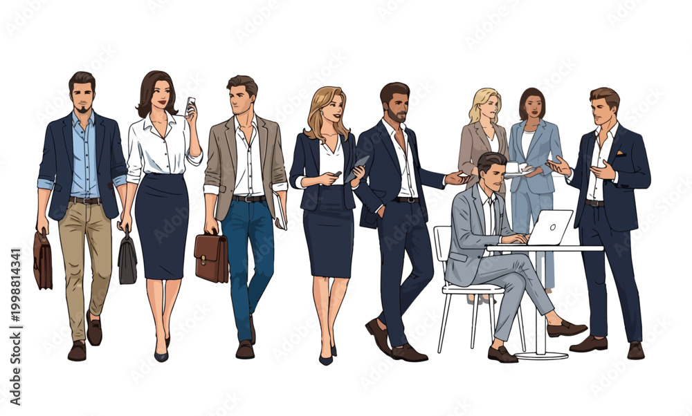 Obraz premium Business people, office workers, professionals, corporate team, colleagues, flat illustration set