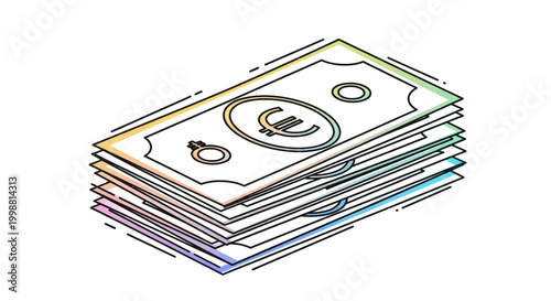 Stack of Euro Bills, Financial Concept, Money Illustration