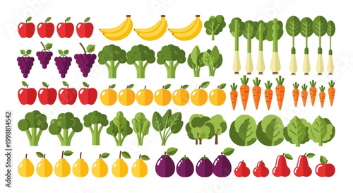 Vibrant Assortment of Fresh Fruits and Vegetables - Healthy Eating Collage