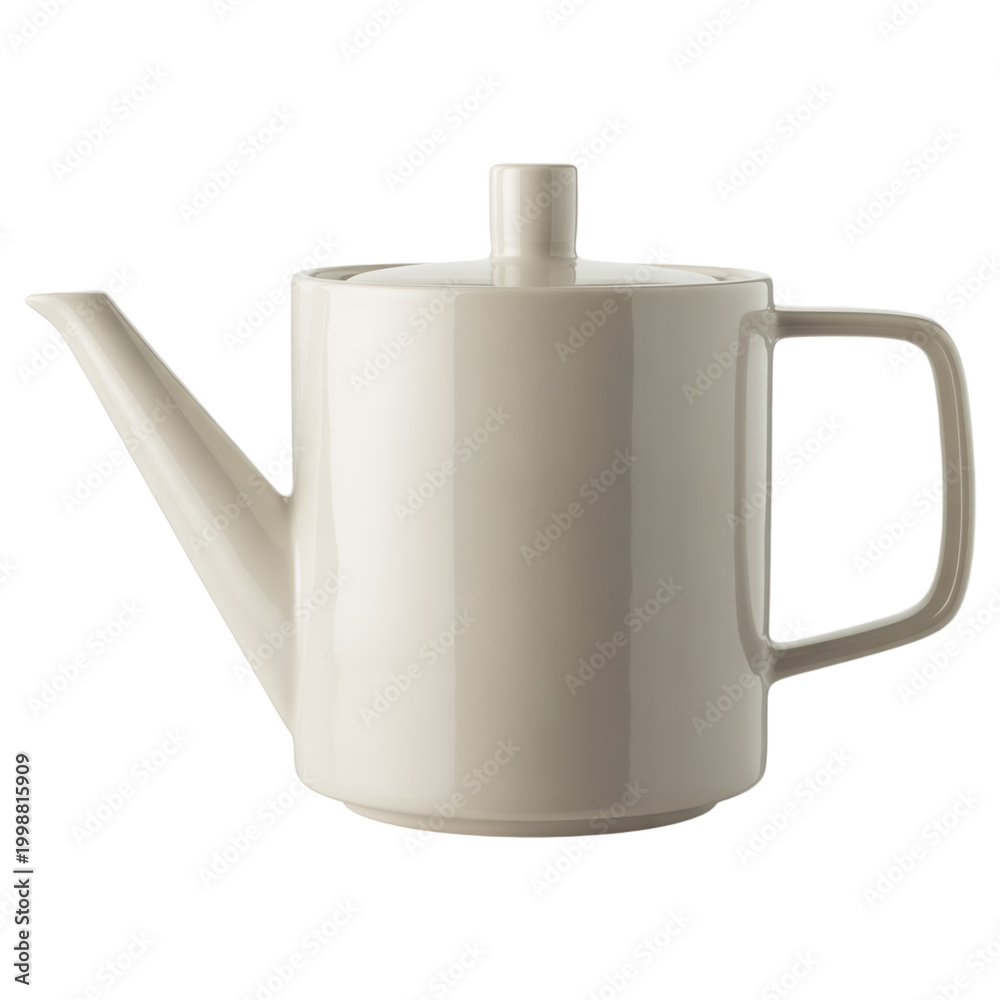 Fototapeta premium A white teapot with a lid and handle on a white background