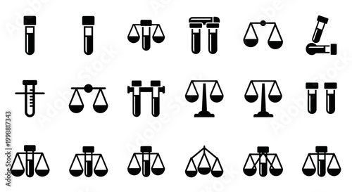 Tableau sur toile Law, justice, scales icons, black, vector, 20 elements, law firm, justice symbol