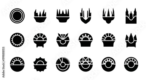 Black crown icons, royal symbols, vector emblems, 20 crests