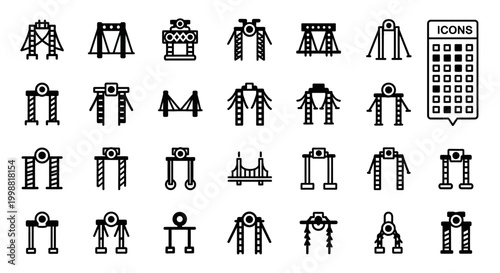 Fashion, clothing, icons, 25 black and white line art symbols, vector graphics, apparel, style, design elements