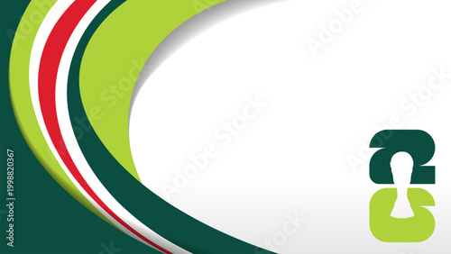Mexican national flag ribbon background for 2026 football tournament. Green red and white wavy ribbons with trophy silhouette for soccer world championship in mexico.