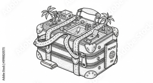 Premium Journey Suitcase Black White Design 