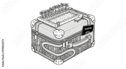 Luxury Travel Suitcase Lifestyle Vector 