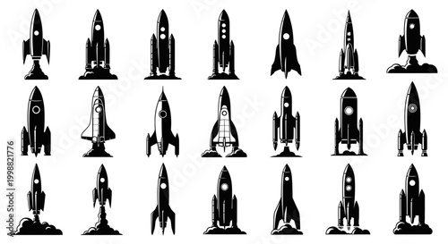 Collection of Retro and Modern Rocket Silhouettes