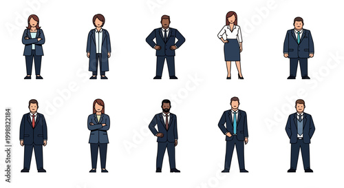 Diverse Group Of Business Professionals Standing Together In Formal Attire Representing Teamwork And Corporate Environment