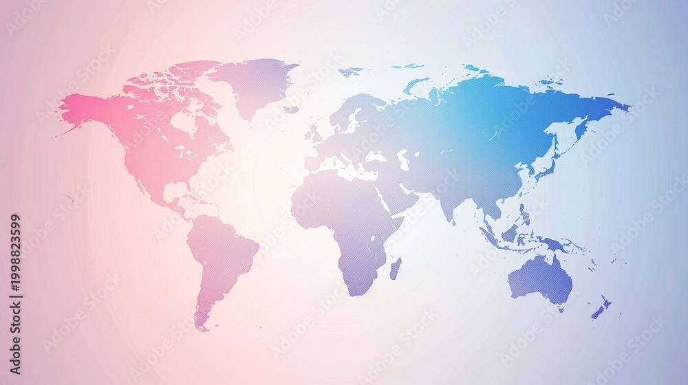 Fototapeta premium Simple world map vector style background, soft gradient lighting.