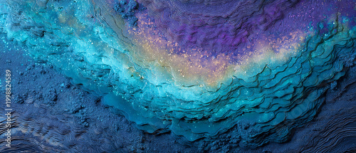 Abstract bioluminescent underwater texture background with vibrant blue and purple gradient for modern design concept.