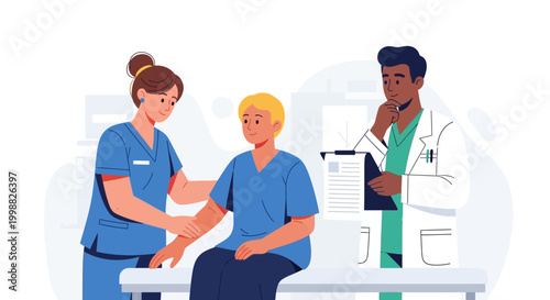 Medical professionals attending to a patient in a hospital setting with care and concern