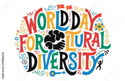 World Day for Cultural Diversity Vector Illustration, Multicultural Unity Celebration Design