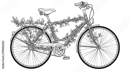 Elegant Nature Bicycle Line Art 
