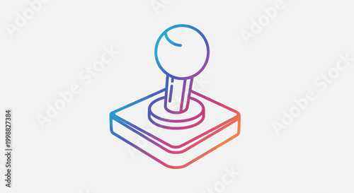 Retro Joystick Icon, Vintage Game Controller, Colorful Gradient Outline