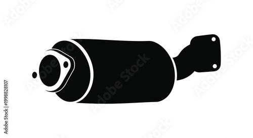 Foto Vehicle exhaust pipe and muffler silhouette on a white background silhouette hig