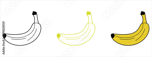 Minimalist illustration of banana ripening process, ideal for food education, nutrition guides, and healthy lifestyle marketing. Clean vector style for commercial use.