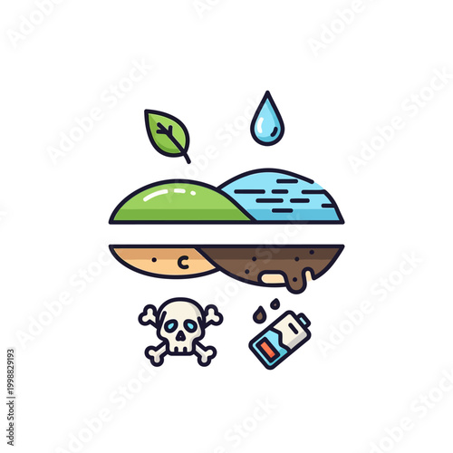 Environmental Pollution and Contamination Concept: Clean vs Polluted Ecosystem