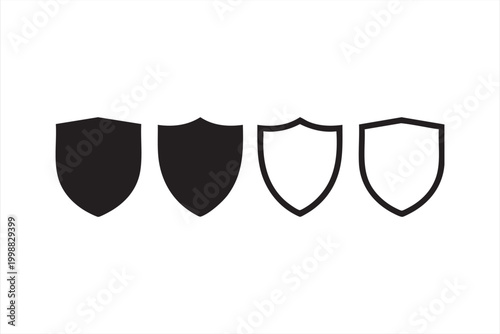 Cybersecurity shield symbols for antivirus software and secure apps
