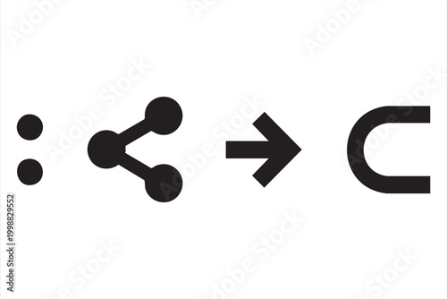 Share button icons for mobile interfaces and digital platforms