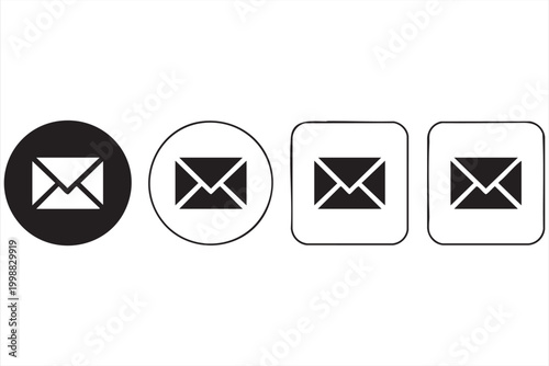 Email icon set for messaging apps websites and inbox systems