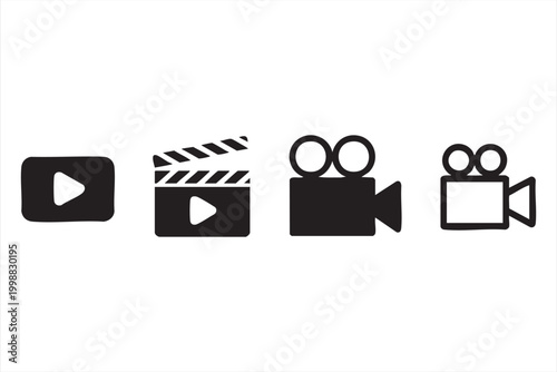 Video player icon set for streaming apps and media platforms