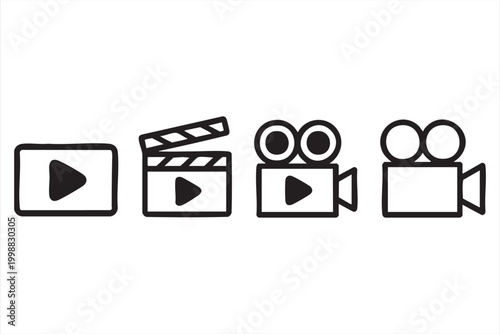 Camera and playback icons for content creators and video editing tools
