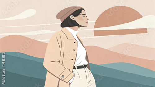 Faceless women art print abstract modern illustration vector 
