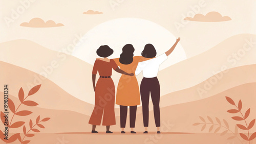 Faceless women art print abstract modern illustration vector 
