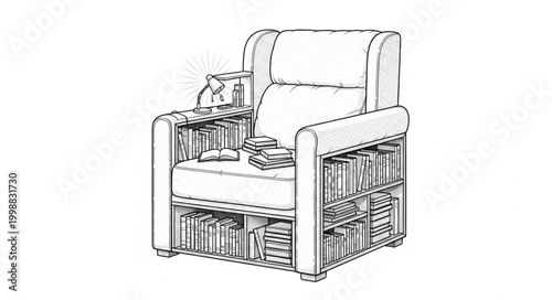 Hidden Library Armchair Lifestyle Vector 