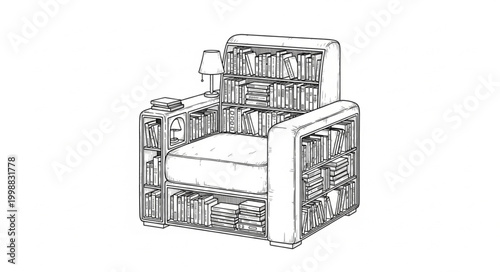 Detailed Lifestyle Armchair Line Art 