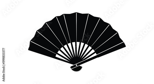 Black folding fan silhouette against a white background elegant traditional handheld fan silhouette high quality professional detailed modern stylish