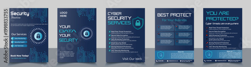 Modern Cyber Security Services Flyer Template with Data Protection and Technology Design