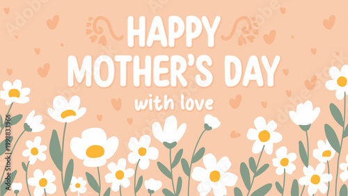 Happy Mothers Day Floral Greeting Card With White Flowers