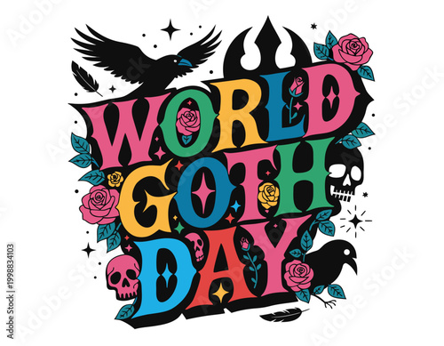World Goth Day Vector Illustration, Dark Aesthetic Alternative Culture Design