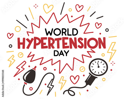 World Hypertension Day Vector Illustration, Blood Pressure Awareness Healthcare Design