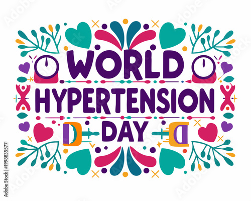 World Hypertension Day Vector Art, High Blood Pressure Awareness Medical Concept